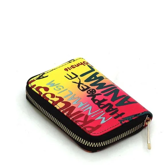 Women's Multi Graffiti Print Accordion Card Holder Wallet - Picture 4 of 4